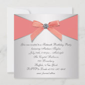 Invitation Diamants de corail et Corail fête d'anniversaire (Dos)