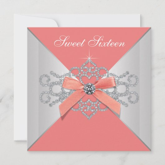 Invitation Diamants de corail et Corail fête d'anniversaire (Devant)