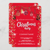 Invitation Diamants de décoration rouge de Noël, flocons de n (Devant / Derrière)
