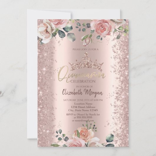 Invitation Diamants de Fleurs de Flush Rose Or (Devant)