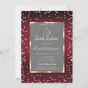 Invitation Diamants de luxe Dark Red Sweet Sixteen