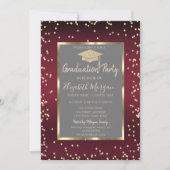 Invitation Diamants de Luxe Dégradé Rouge Foncé (Devant)