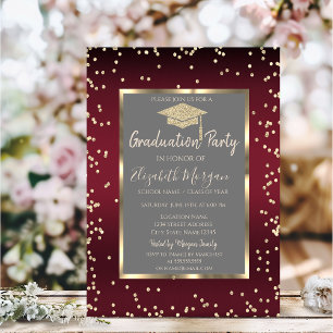 Invitation Diamants de Luxe Dégradé Rouge Foncé