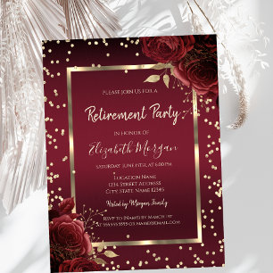 Invitation Diamants de luxe Roses rouges foncées Retraite