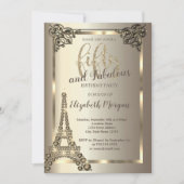 Invitation Diamants de luxe Tour Eiffel, Bordure 50e annivers (Devant)