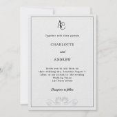 Invitation Diamants de monogramme moderne gris doux luxe mari (Devant)
