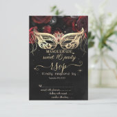 Invitation Diamants de mosquée Roses rouges Gothique Sweet 16 (Debout devant)