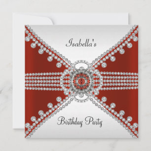 Invitation Diamants de rubis blancs Fête d'anniversaire