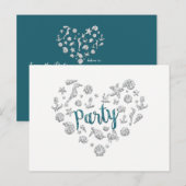 Invitation Diamants de Teal de FÊTE sur la plage E (Devant / Derrière)