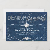Invitation Diamants Denim Flourish Classy Bridal Bash Douche (Devant)