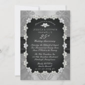 Invitation Diamants | Dentelle 25e anniversaire de mariage (Devant)