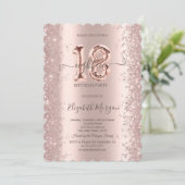 Invitation Diamants d'étincelle d'or rose 18e anniversaire (Debout devant)
