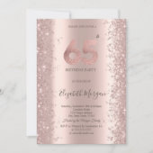 Invitation Diamants d'étincelle d'or rose 65e anniversaire (Devant)