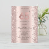 Invitation Diamants d'étincelle d'or rose 65e anniversaire (Debout devant)