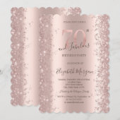 Invitation Diamants d'étincelle d'or rose 70e anniversaire (Devant / Derrière)