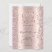 Invitation Diamants d'étincelle d'or rose 90e anniversaire (Devant)