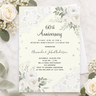 Invitation Diamants d'ivoire floraux 60e anniversaire de mari