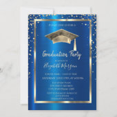 Invitation Diamants d'or, Cadre, Bac de graduation Royal Bleu (Devant)