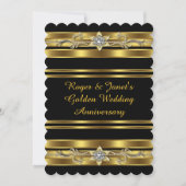 Invitation Diamants d'or Élégant 50e anniversaire Mariage (Devant)