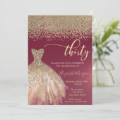 Invitation Diamants d'or, élégante robe Bourgogne 30e anniver (Debout devant)