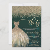 Invitation Diamants d'or, élégante robe verte 30e anniversair (Devant)