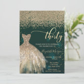 Invitation Diamants d'or, élégante robe verte 30e anniversair (Debout devant)