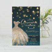 Invitation Diamants d'or, Élégantes Stars de Robe Quinceañera (Debout devant)