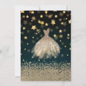 Invitation Diamants d'or, Élégantes Stars de Robe Quinceañera (Dos)