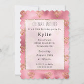 Invitation Diamants d'or en verre rose (Devant)