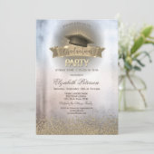 Invitation Diamants d'or Faux modernes Graduation métallique (Debout devant)