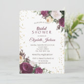 Invitation Diamants d'or Fête des mariées florale Bourgogne (Debout devant)