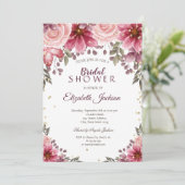 Invitation Diamants d'or Fête des mariées florale Bourgogne (Debout devant)