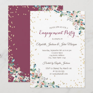 Invitation Diamants d'or Fiançailles de fleurs Bourgogne