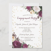 Invitation Diamants d'or Fiançailles floral Bourgogne (Devant)