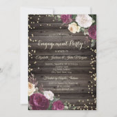 Invitation Diamants d'or Fleurs Bourgogne Bois (Devant)