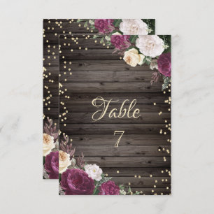 Invitation Diamants d'or Fleurs Bourgogne Bois