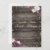 Invitation Diamants d'or Fleurs Bourgogne Bois (Devant)