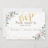 Invitation Diamants d'or Fleurs Bourgogne RSVP (Devant)