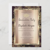 Invitation Diamants d'or Floral Damask Graduation (Devant)