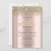 Invitation Diamants d'or moderne Rose Gold Sweet 16 (Devant)