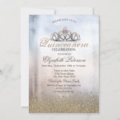 Invitation Diamants d'or moderne, Tiara Metallic Quinceañera (Devant)