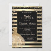 Invitation Diamants d'or, Robe d'or Fête des mariées rayée (Devant)