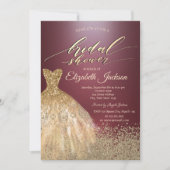 Invitation Diamants d'or robe Fête des mariées bordeaux foncé (Devant)