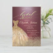 Invitation Diamants d'or robe Fête des mariées bordeaux foncé (Debout devant)