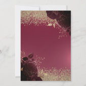 Invitation Diamants d'or, Robe, Roses Bourgogne Quinceanera (Dos)