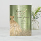 Invitation Diamants d'or Robe vert clair Fête des mariées (Debout devant)
