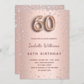 Invitation Diamants d'or rose à 60e anniversaire (Devant / Derrière)