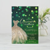 Invitation Diamants d'or, Stations de robe Green Quinceañera (Debout devant)