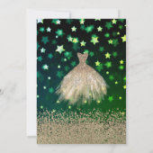 Invitation Diamants d'or, Stations de robe Green Quinceañera (Dos)