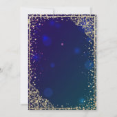 Invitation Diamants dorés Floral bleu Quinceañera (Dos)